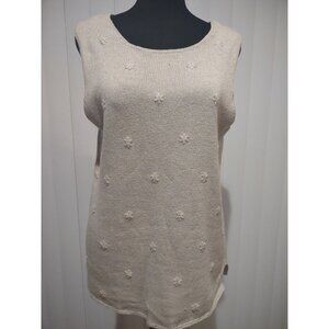 Style & Co Size S Pullover Sweater Vest  ~ Tank Beige, Embroidered